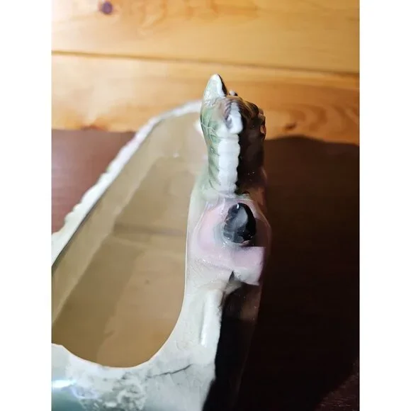 Vintage Brush McCoy Teal Green Planter Pink Antelope Deer Gazelle Pottery 1950s - Picture 11 of 12